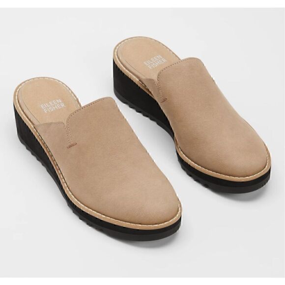 Eileen Fisher Loti Wedge Mule Clog Womens 8.5 Coastal Grandmother Minimalist - Picture 1 of 12